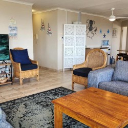 Uvongo Chalets 27 is a self-catering 6 sleeper flat on Lilliecrona Boulevard in Uvongo on the South Coast of KwaZulu Natal in South Africa. The property offers solar power with an inverter, internet, WiFi, Netflix, DSTV and filtered drinking water.