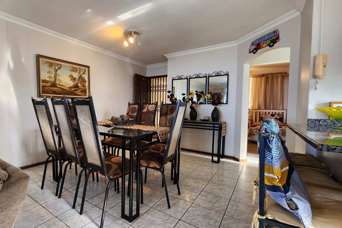 Walk to Lucien Blue Flag Beach from Mont Blanc 26, a ground floor 6 sleeper self-catering holiday flat in Manaba Beach on the South Coast of KwaZulu Natal.