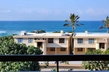 Walk to Lucien Blue Flag Beach from Mont Blanc 26, a ground floor 6 sleeper self-catering holiday flat in Manaba Beach on the South Coast of KwaZulu Natal.