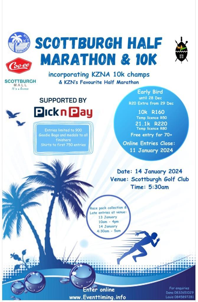 Scottburgh Half Marathon and 10km Hosted by Scottburgh AC