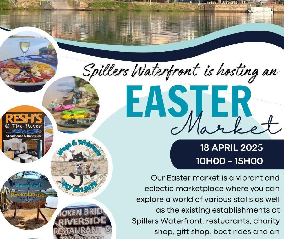 Spillers Waterfront will once again be hosting an Easter Market on 18th April. A beautiful setting on the banks of the Umzimkulu River.
