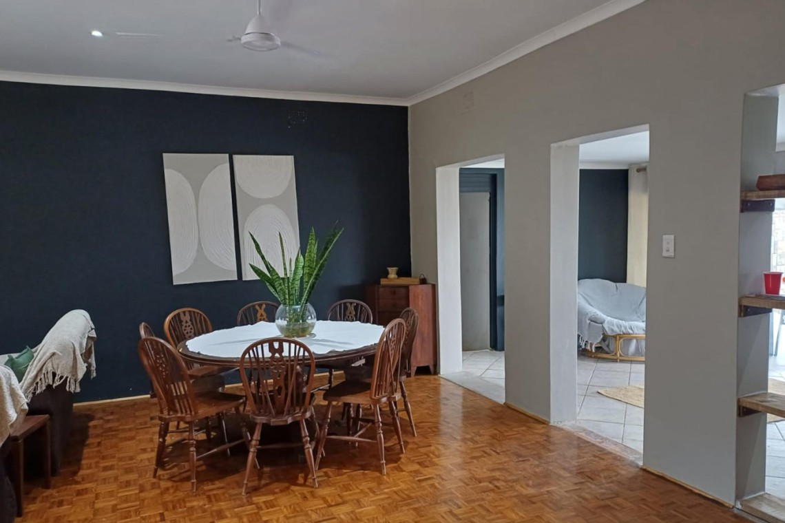 Sea Park Beach House, the dining room at the family beach house in holiday home with sea view in Sea Park on the South Coast of KwaZulu Natal