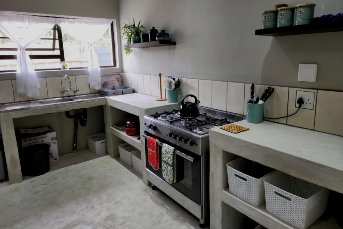 Sea Park Beach House, the kitchen in large family beach house in holiday home with sea view in Sea Park on the South Coast of KwaZulu Natal