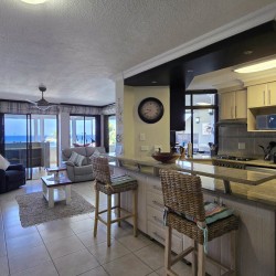 Open plan lounge with sea view at Chardonnay Cabanas 5